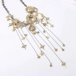 Load image into Gallery viewer, Bohemian Moon & Sun Gold Tassel Necklace