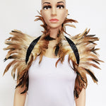 Load image into Gallery viewer, Feather Collar Shoulder wrap Cape

