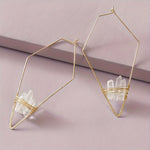 Load image into Gallery viewer, Geometric Natural Stone  Wire-Wrapped Earrings
