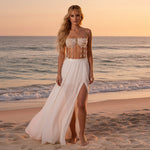 Load image into Gallery viewer, Bohemian Pearl Tassel Bra – Gold Accent Festival Top
