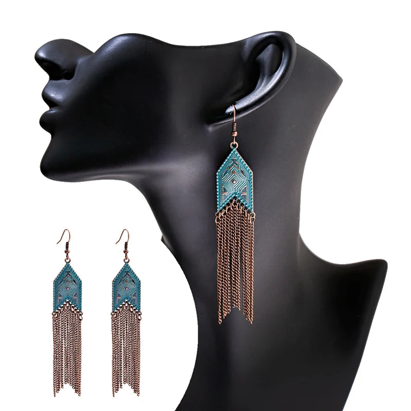 Divine Aura Goddess Earrings – Boho Gold & Blue Festival Glam