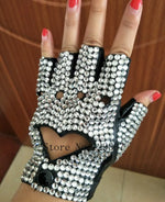 Load image into Gallery viewer, Fingerless Rhinestone gloves
