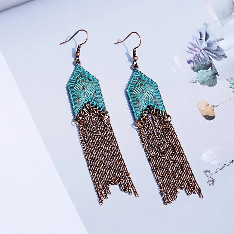 Divine Aura Goddess Earrings – Boho Gold & Blue Festival Glam