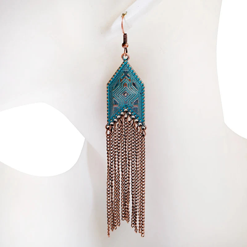Divine Aura Goddess Earrings – Boho Gold & Blue Festival Glam