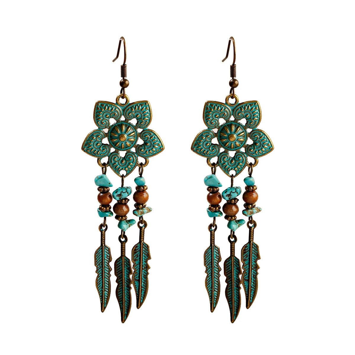 Divine Aura Goddess Earrings – Boho Gold & Blue Festival Glam