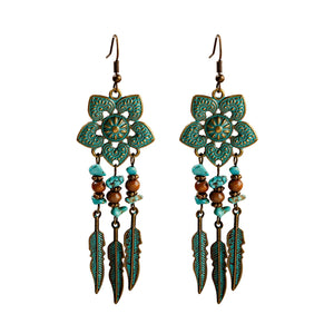 Divine Aura Goddess Earrings – Boho Gold & Blue Festival Glam