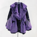 Load image into Gallery viewer, Sequinned Diamonds Fur Coat
