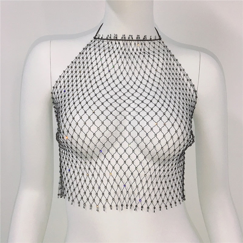 Fishnet Rhinestone Top