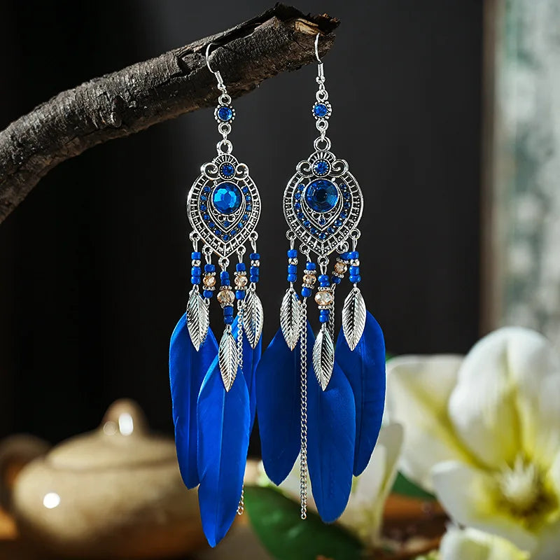 Feather Tassel Drop Earrings