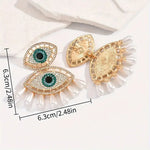 Load image into Gallery viewer, Rhinestones Pearls Evil Eye Earrings
