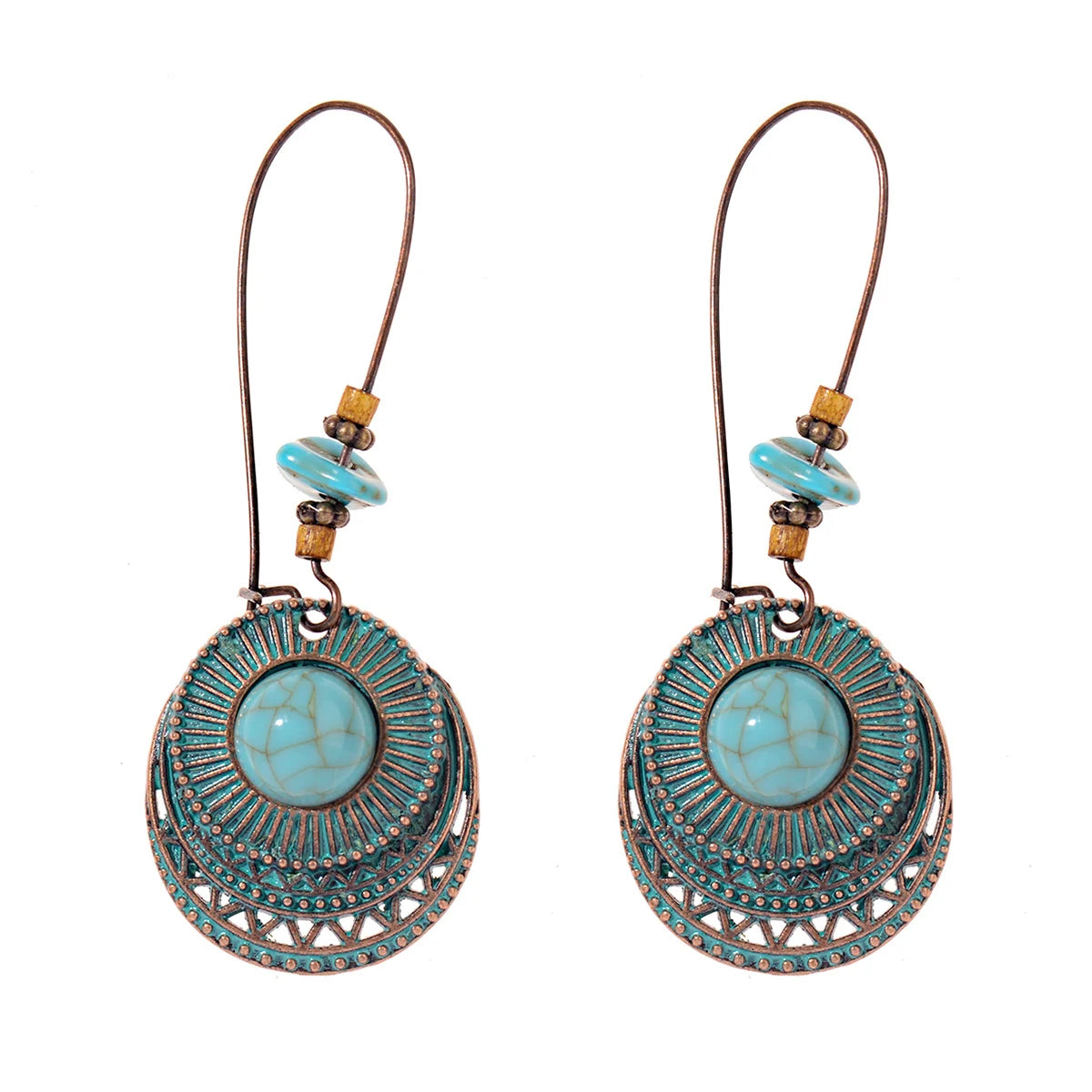 Divine Aura Goddess Earrings – Boho Gold & Blue Festival Glam
