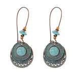 Load image into Gallery viewer, Divine Aura Goddess Earrings – Boho Gold &amp; Blue Festival Glam

