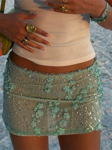 Sequin Bloom Mini Skirt