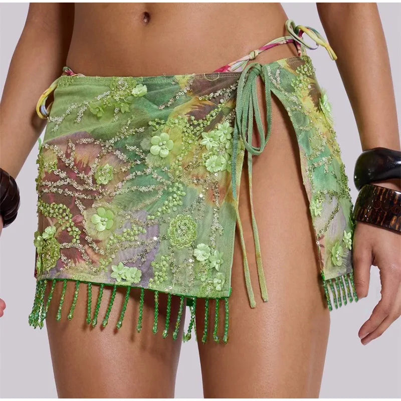 Sequin Bloom Mini Skirt