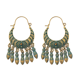 Divine Aura Goddess Earrings – Boho Gold & Blue Festival Glam