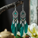 Load image into Gallery viewer, Feather Tassel Drop Earrings
