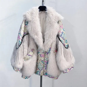 Sequinned Diamonds Fur Coat