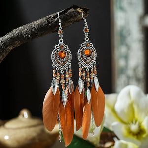 Feather Tassel Drop Earrings