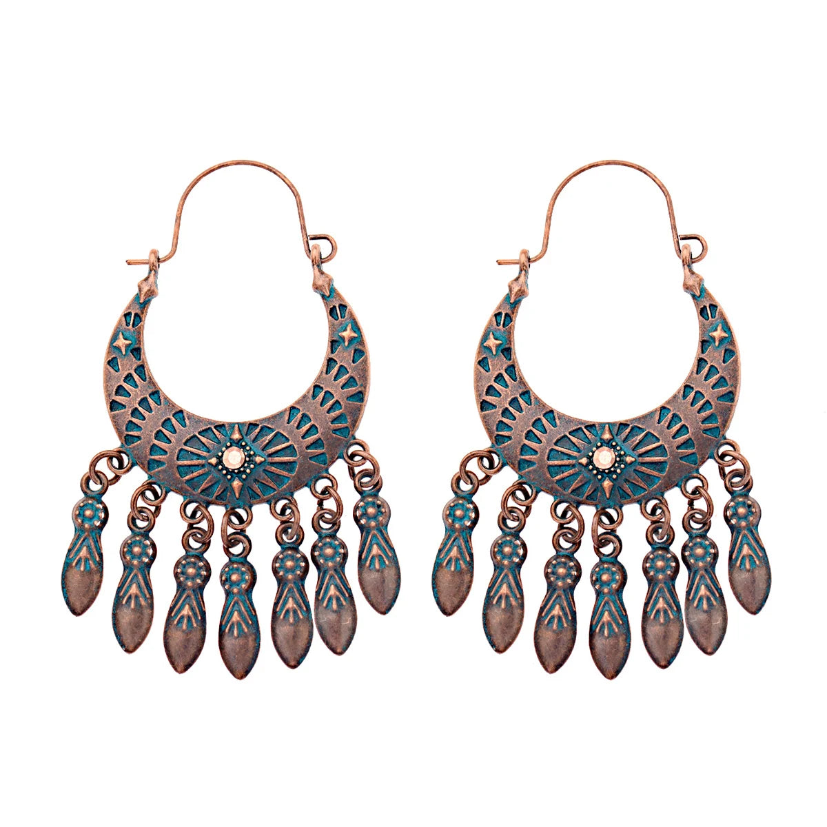 Divine Aura Goddess Earrings – Boho Gold & Blue Festival Glam