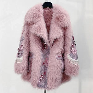 Sequined Fur Jacket
