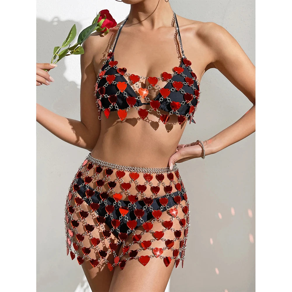 Red Heart Sequins Chest Set