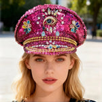 Load image into Gallery viewer, Rhinestone Festival Captain Hat
