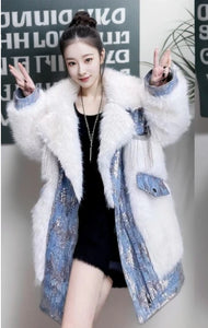 Sequinned Diamonds Fur Coat