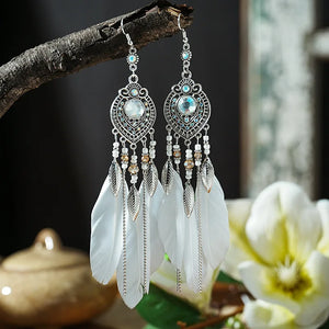 Feather Tassel Drop Earrings