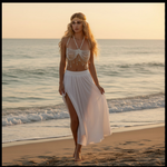 Load image into Gallery viewer, Bohemian Pearl Tassel Bra – Gold Accent Festival Top
