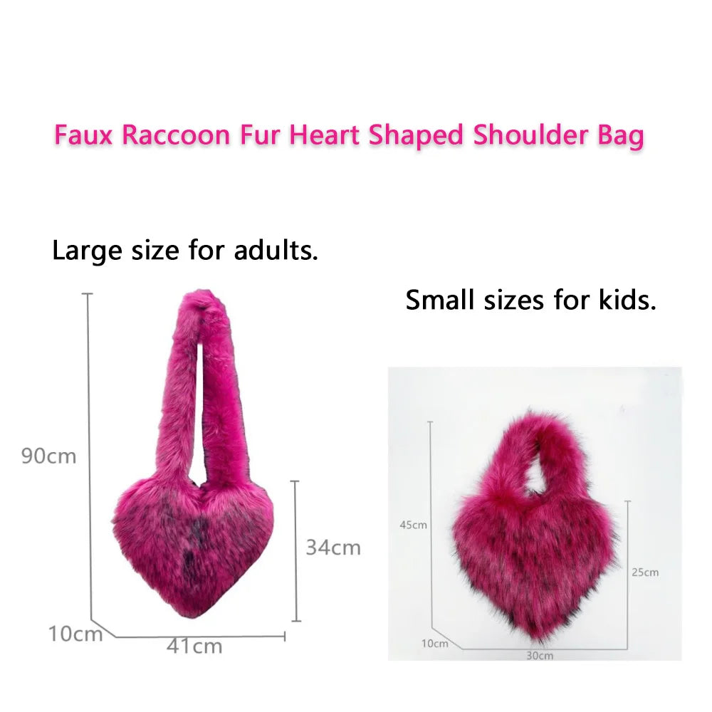 Fur Heart Shaped Bag