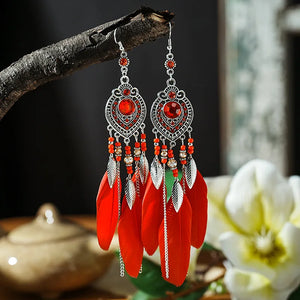 Feather Tassel Drop Earrings