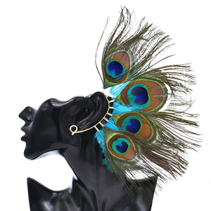 Peacock Feather Ear Cuff
