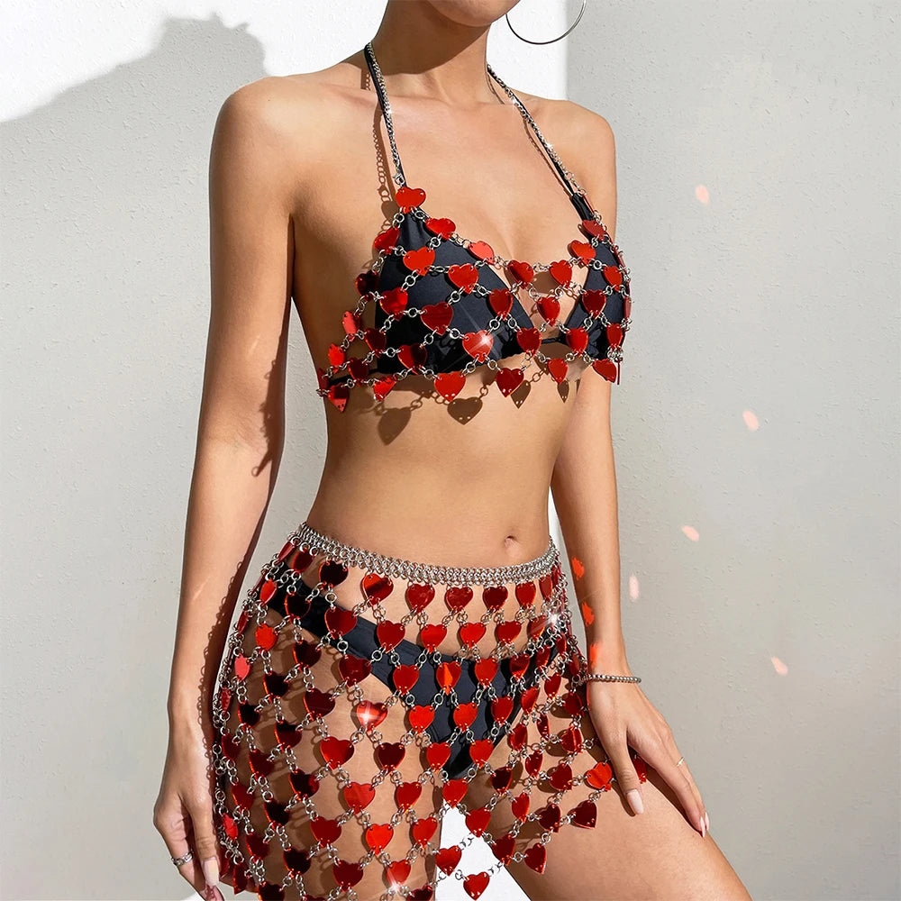 Red Heart Sequins Chest Set