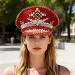 Load image into Gallery viewer, Rhinestone Festival Captain Hat
