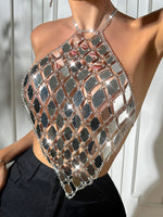 Load image into Gallery viewer, Mirrored Sequin Chain Crop Top
