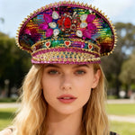Load image into Gallery viewer, Rhinestone Festival Captain Hat
