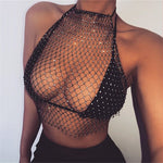 Load image into Gallery viewer, Fishnet Rhinestone Top
